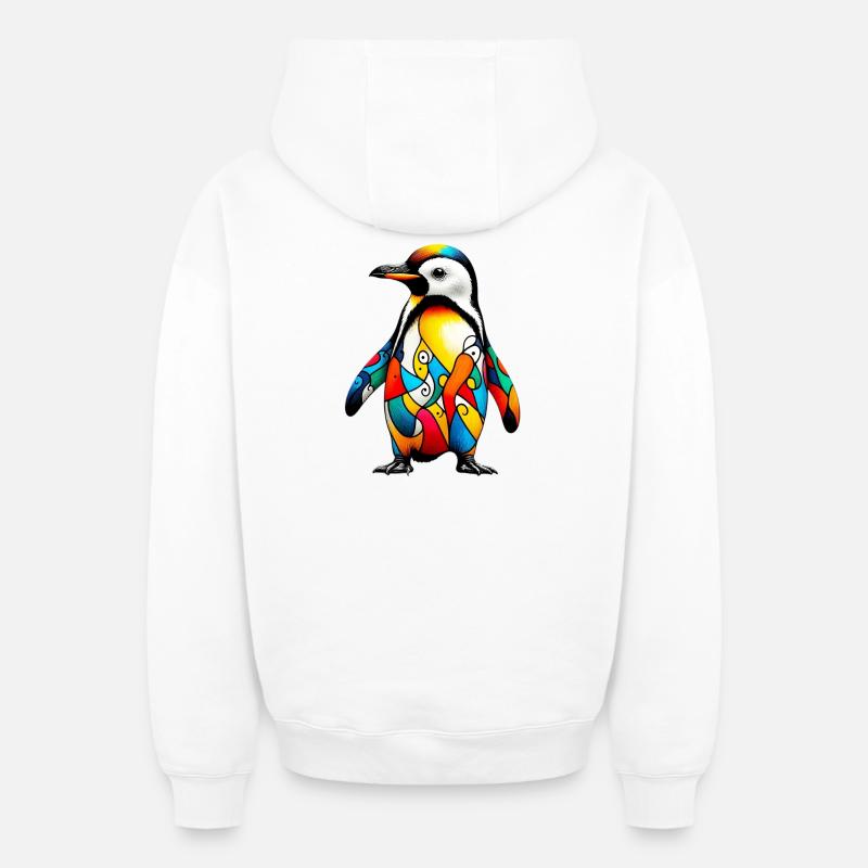 Pingouin - Sweat à capuche unisexe zippé oversize épais SPREAD - blanc