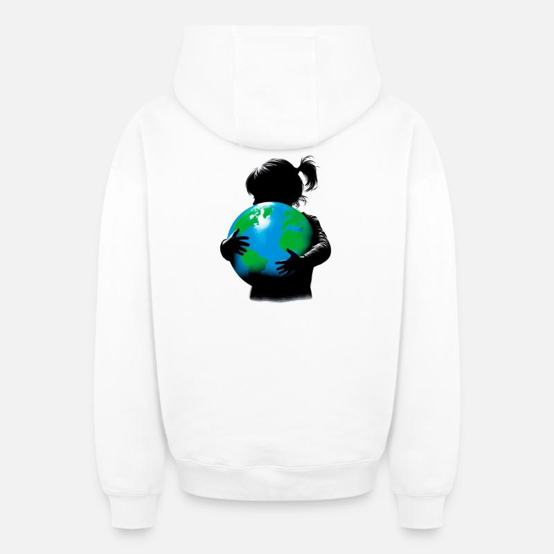Planète Terre - Sweat à capuche unisexe zippé oversize épais SPREAD - blanc
