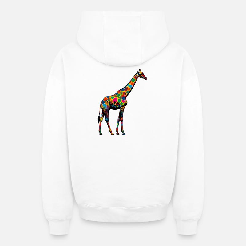 Girafe - Sweat à capuche unisexe zippé oversize épais SPREAD - blanc