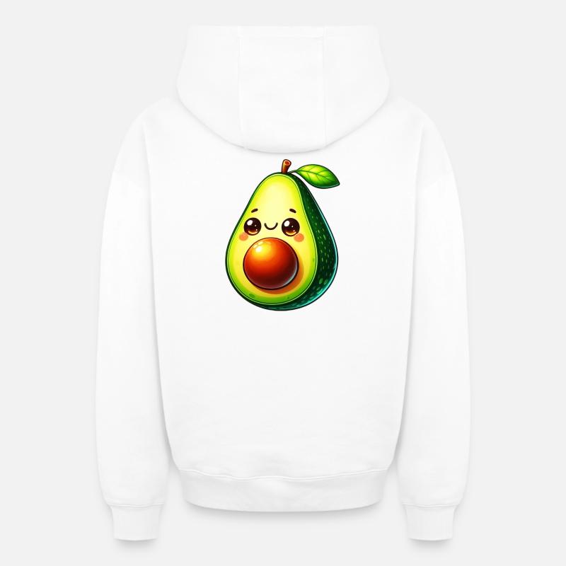 Avocat - Sweat à capuche unisexe zippé oversize épais SPREAD - blanc