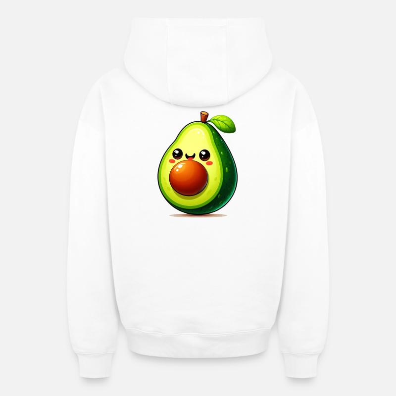 Avocat - Sweat à capuche unisexe zippé oversize épais SPREAD - blanc