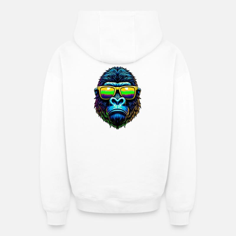 Gorille - Sweat à capuche unisexe zippé oversize épais SPREAD - blanc