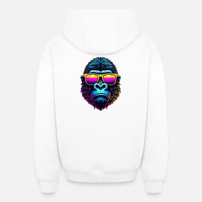 Gorille - Sweat à capuche unisexe zippé oversize épais SPREAD - blanc
