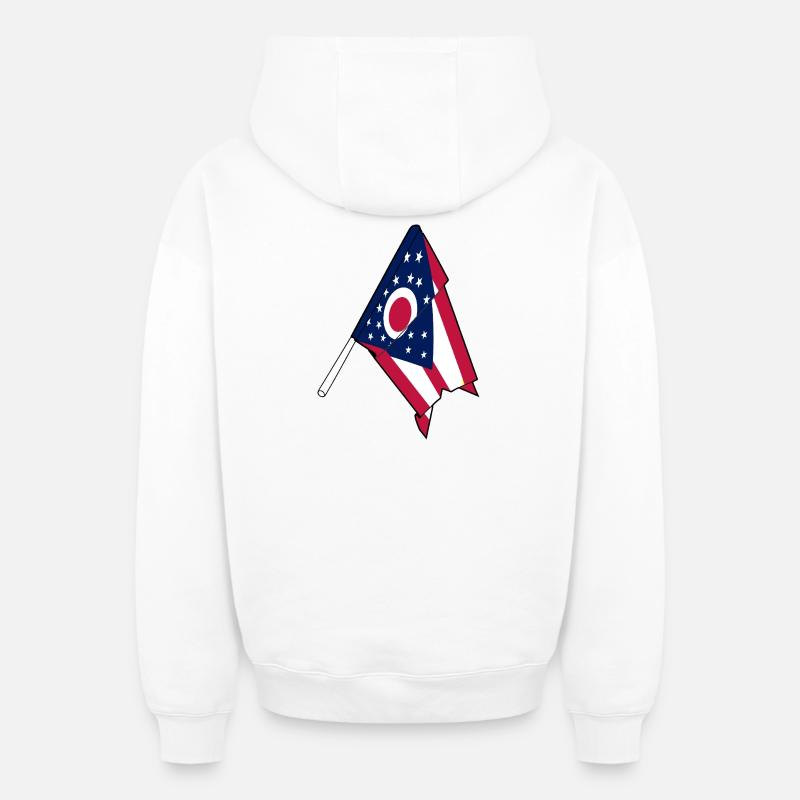 Drapeau de l’Ohio - Sweat à capuche unisexe zippé oversize épais SPREAD - blanc