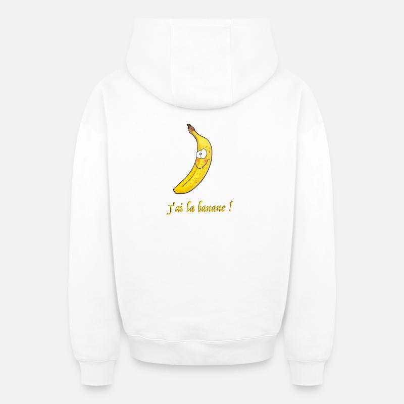 Banane souriante avec slogan amusant - Sweat à capuche unisexe zippé oversize épais SPREAD - blanc
