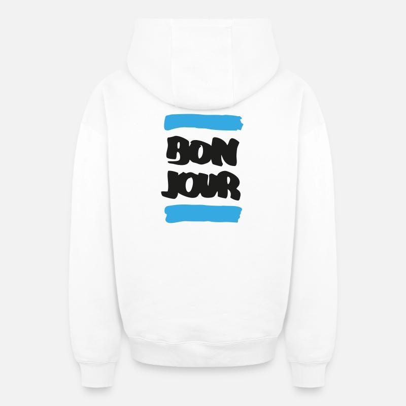 Bonjour - Sweat à capuche unisexe zippé oversize épais SPREAD - blanc