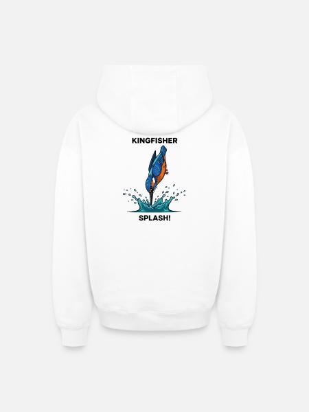 Kingfisher Splash Kingfisher River - Oversized Heavyweight Unisex Zip Hoodie - white