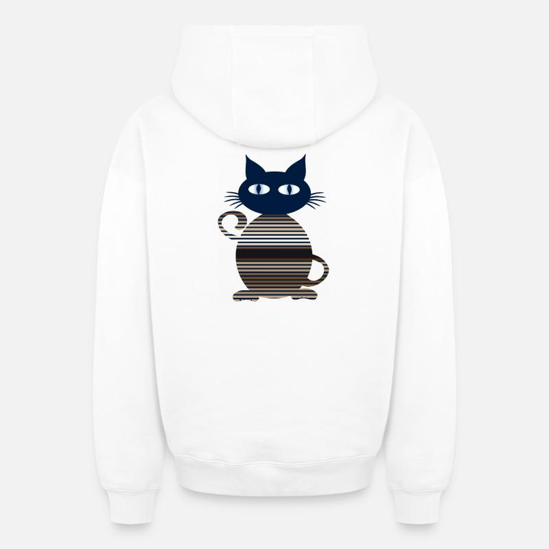 chat - Sweat à capuche unisexe zippé oversize épais SPREAD - blanc