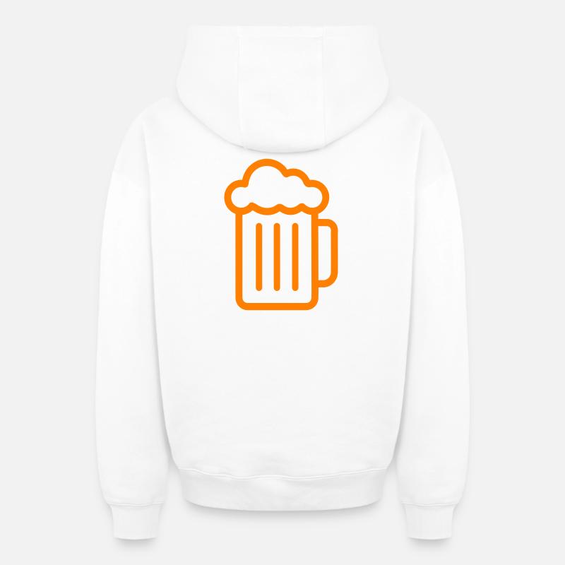Icône de la bière - Sweat à capuche unisexe zippé oversize épais SPREAD - blanc