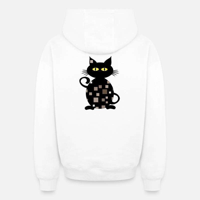 chat - Sweat à capuche unisexe zippé oversize épais SPREAD - blanc