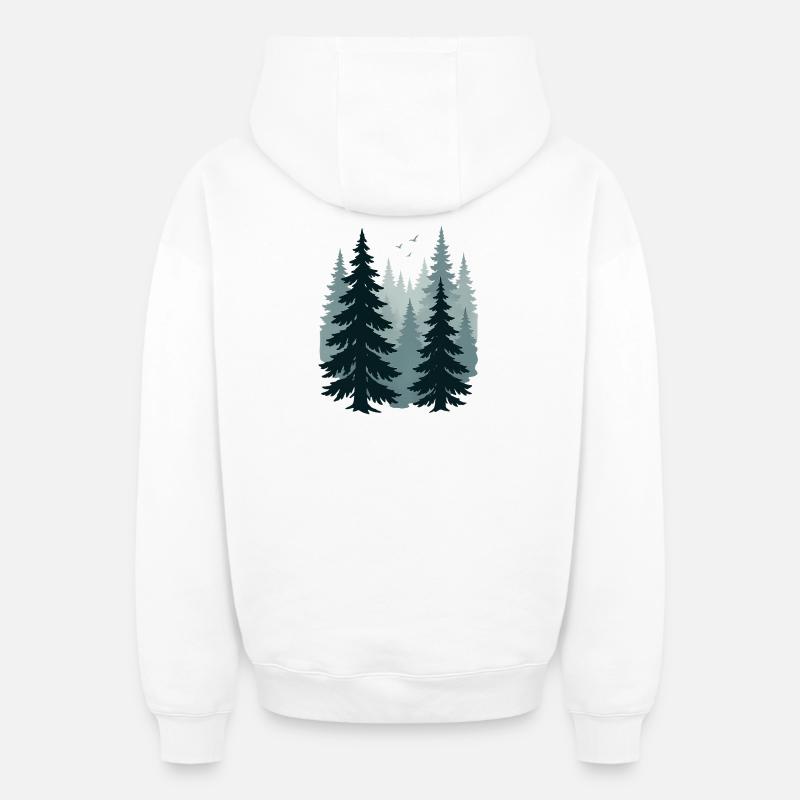 Pins brumeux - Sweat à capuche unisexe zippé oversize épais SPREAD - blanc