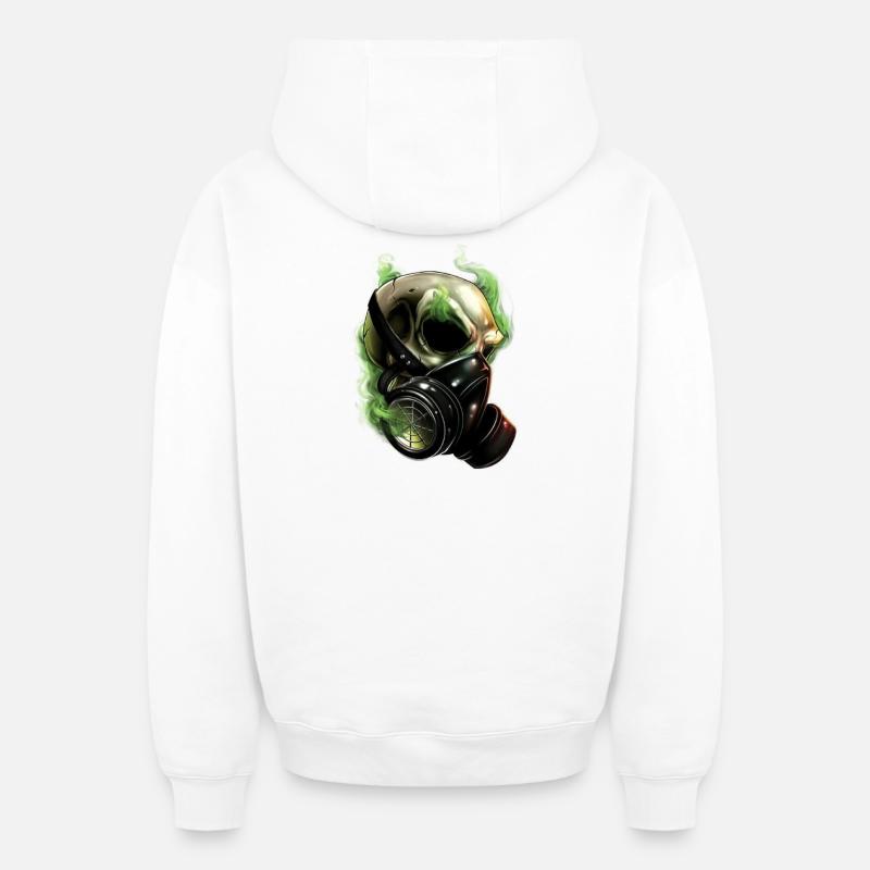 Gaz skull - Sweat à capuche unisexe zippé oversize épais SPREAD - blanc