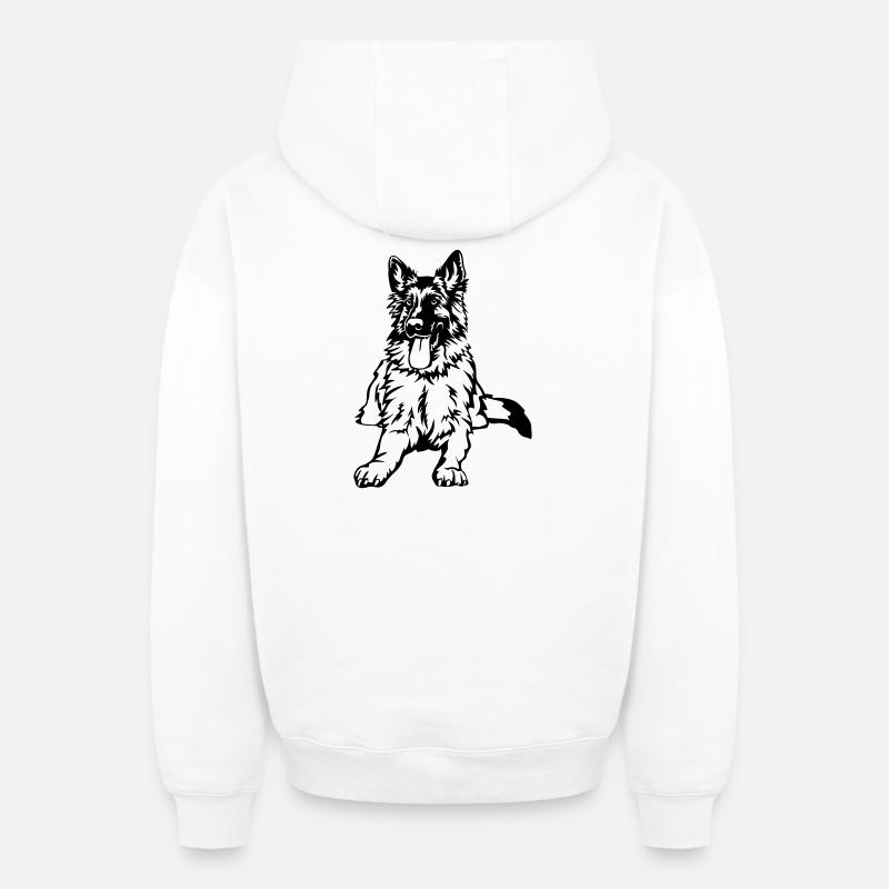 Berger allemand - Sweat à capuche unisexe zippé oversize épais SPREAD - blanc