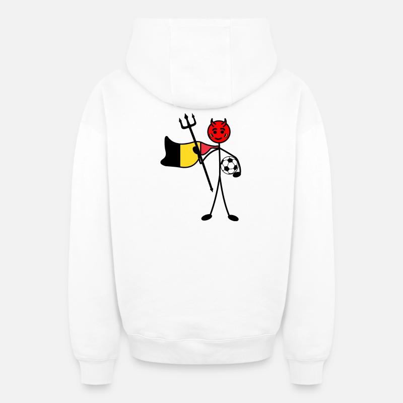 Héros du diable rouge - Sweat à capuche unisexe zippé oversize épais SPREAD - blanc