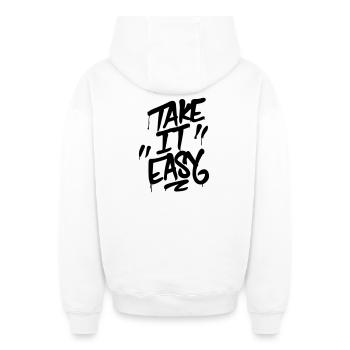 Take it easy - Oversized Heavyweight Unisex Zip Hoodie - white - Back - AI Model Male 178 light (178cm)