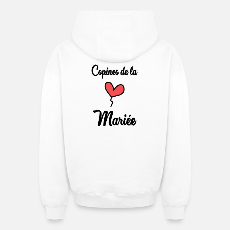 COPINES DE LA MARIEE - Sweat à capuche unisexe zippé oversize épais SPREAD - blanc