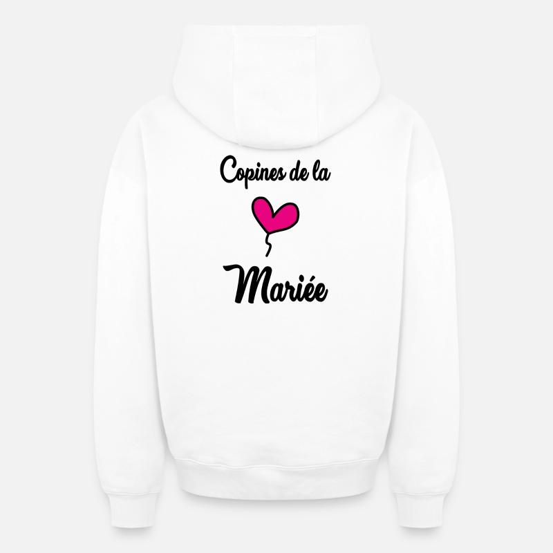 COPINES DE LA MARIEE - Sweat à capuche unisexe zippé oversize épais SPREAD - blanc