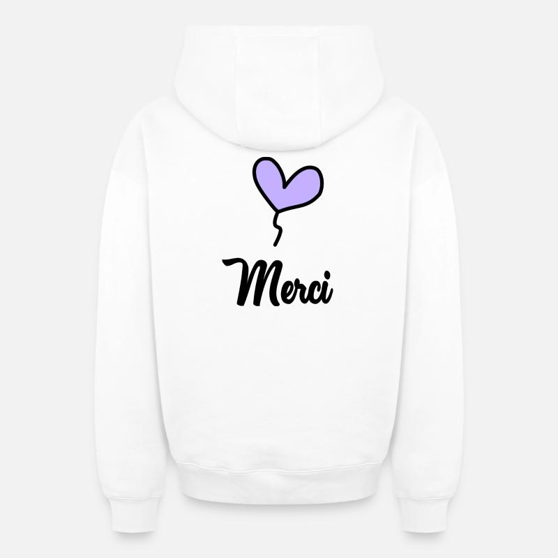 MERCI. MAÎTRESSE. MAÎTRE - Sweat à capuche unisexe zippé oversize épais SPREAD - blanc