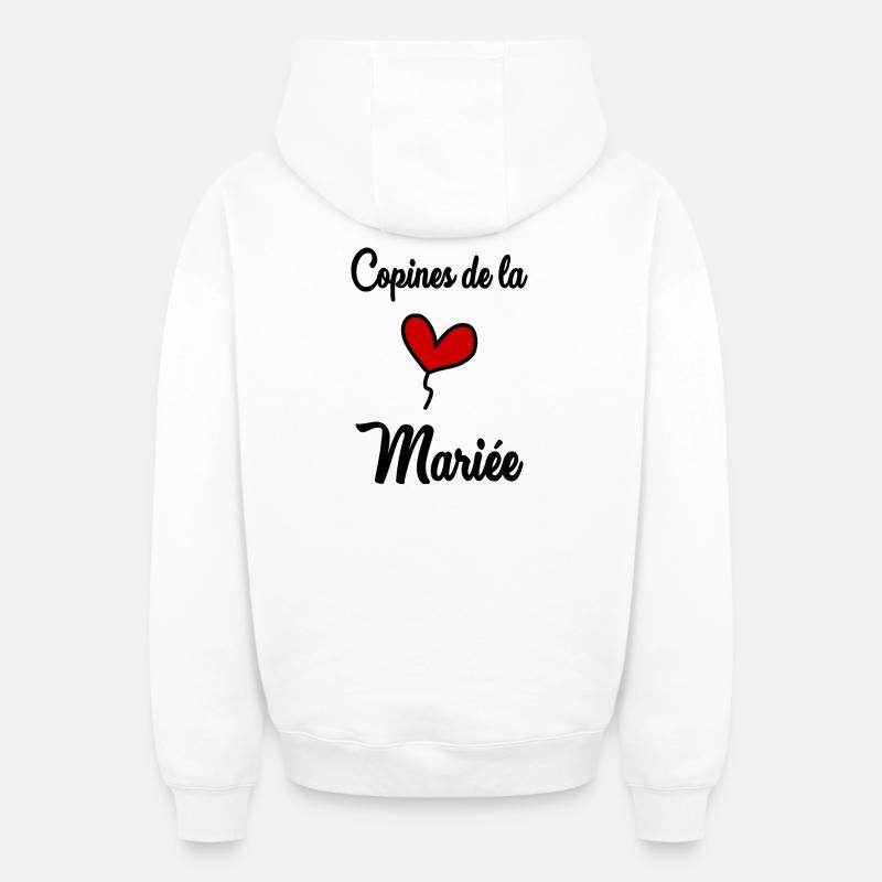 COPINES DE LA MARIEE - Sweat à capuche unisexe zippé oversize épais SPREAD - blanc