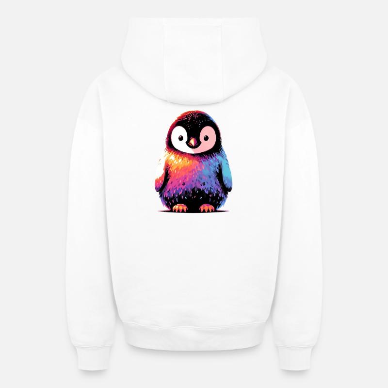 Pingouin - Sweat à capuche unisexe zippé oversize épais SPREAD - blanc