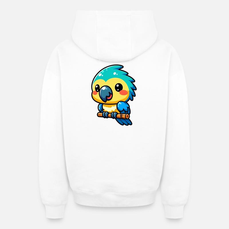 Perroquet - Sweat à capuche unisexe zippé oversize épais SPREAD - blanc