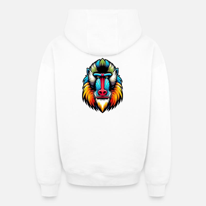 Singe mandrill - Sweat à capuche unisexe zippé oversize épais SPREAD - blanc
