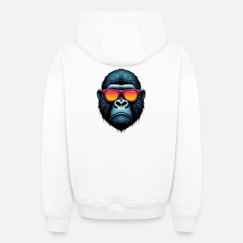 Gorille - Sweat à capuche unisexe zippé oversize épais SPREAD - blanc