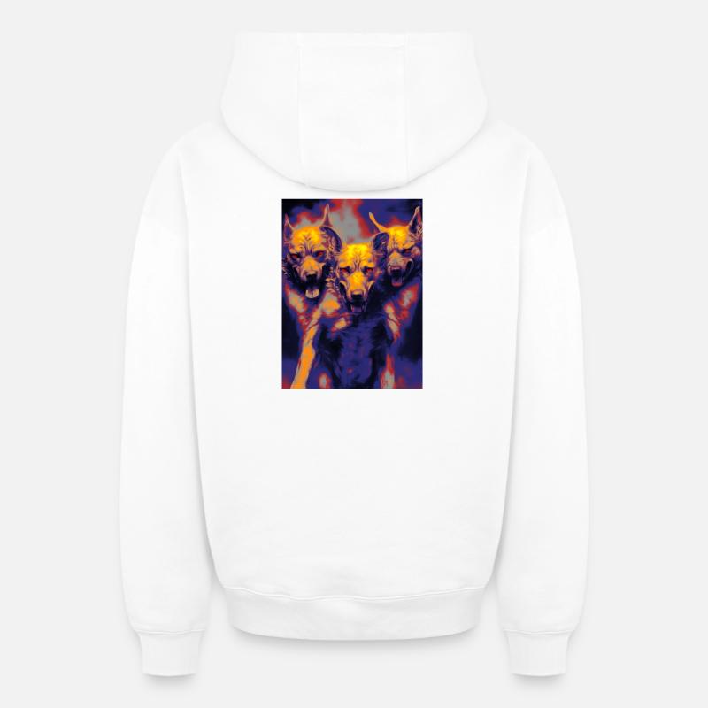 Cerbère - Sweat à capuche unisexe zippé oversize épais SPREAD - blanc