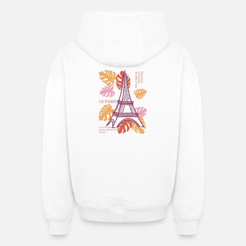Tour Eiffel - Sweat à capuche unisexe zippé oversize épais SPREAD - blanc
