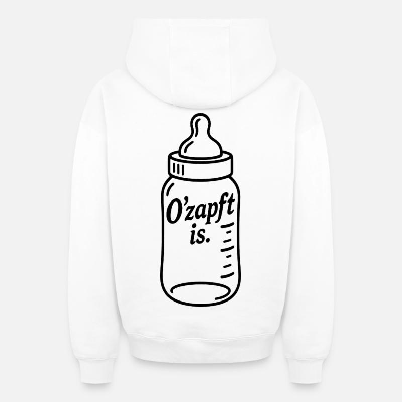 Biberon Boisson d’allaitement O’zapft est - Sweat à capuche unisexe zippé oversize épais SPREAD - blanc