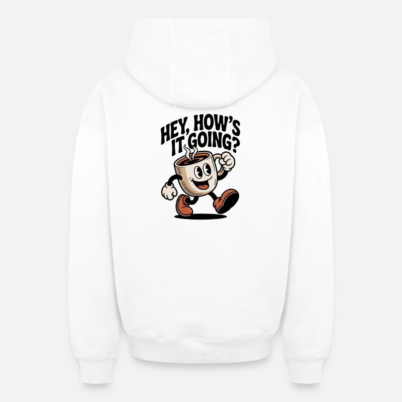 Lachender Kaffeebecher - Oversized Heavyweight Unisex Zip Hoodie - Weiß