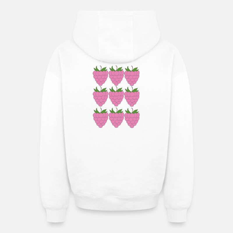 Raspberry Grid Pattern - Oversized Heavyweight Unisex Zip Hoodie - white