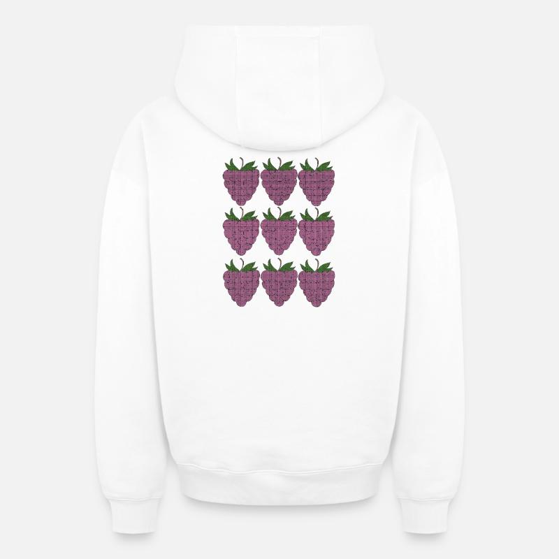 raspberry pattern textile - Oversized Heavyweight Unisex Zip Hoodie - white