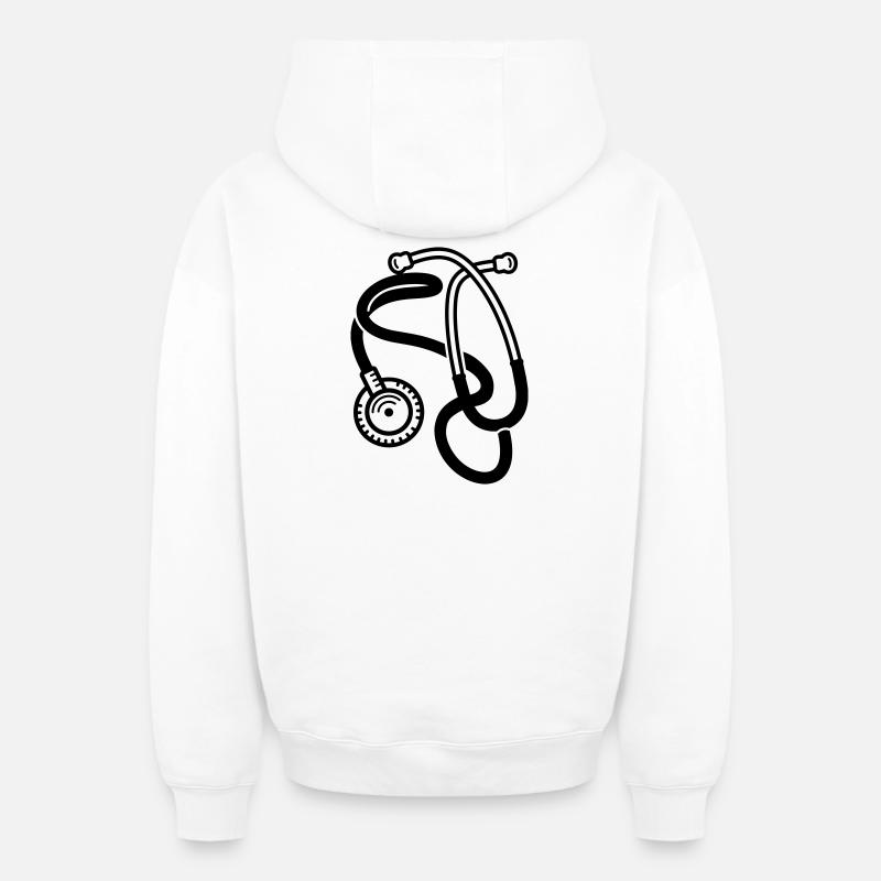 stéthoscope - Sweat à capuche unisexe zippé oversize épais SPREAD - blanc