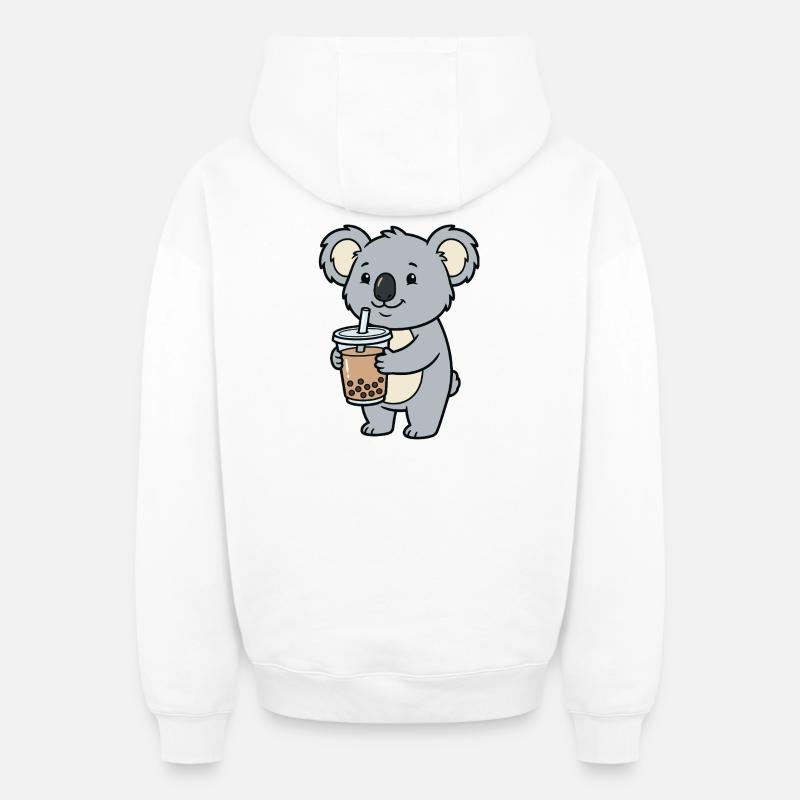 Bubble tea au koala - Sweat à capuche unisexe zippé oversize épais SPREAD - blanc