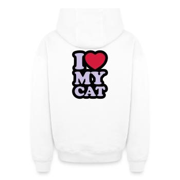 I love my cat - Oversized Heavyweight Unisex Zip Hoodie - white - Back - AI Model Male 178 light (178cm)