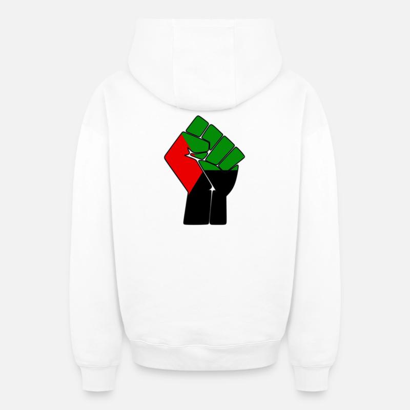 POING MADA - Sweat à capuche unisexe zippé oversize épais SPREAD - blanc