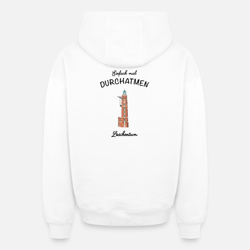Bremerhaven, phare Loschenturm - Sweat à capuche unisexe zippé oversize épais SPREAD - blanc