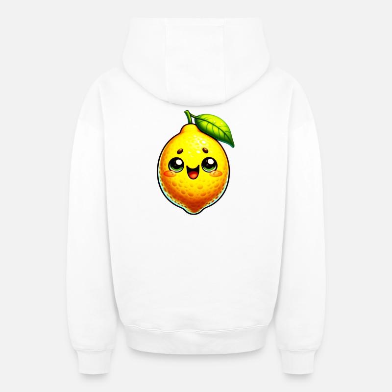 Citron Citrons - Sweat à capuche unisexe zippé oversize épais SPREAD - blanc