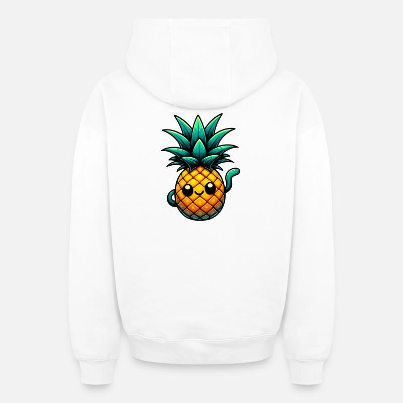 Ananas - Sweat à capuche unisexe zippé oversize épais SPREAD - blanc
