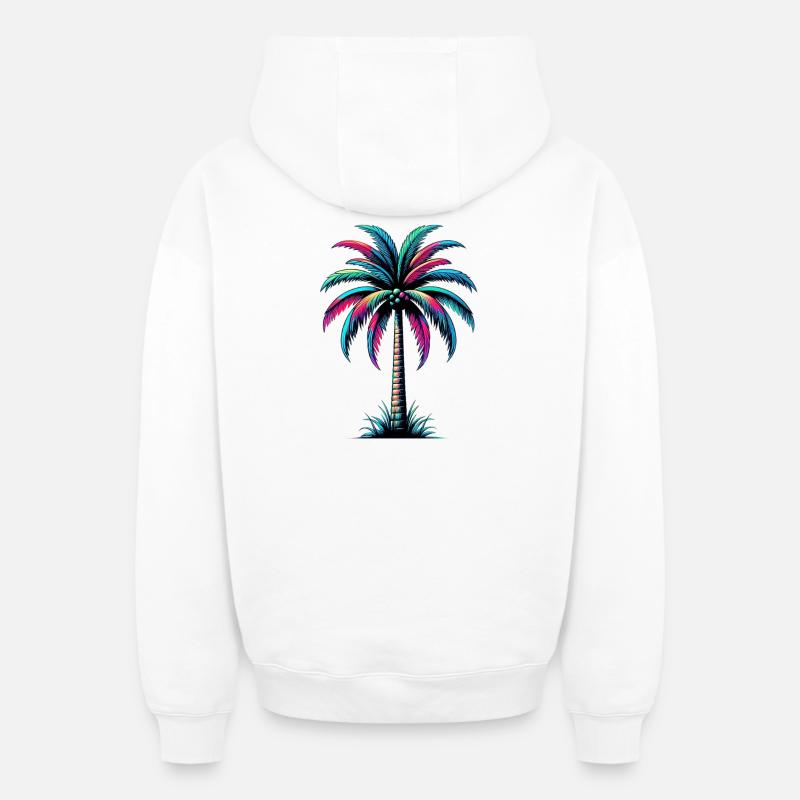 Palmier - Sweat à capuche unisexe zippé oversize épais SPREAD - blanc