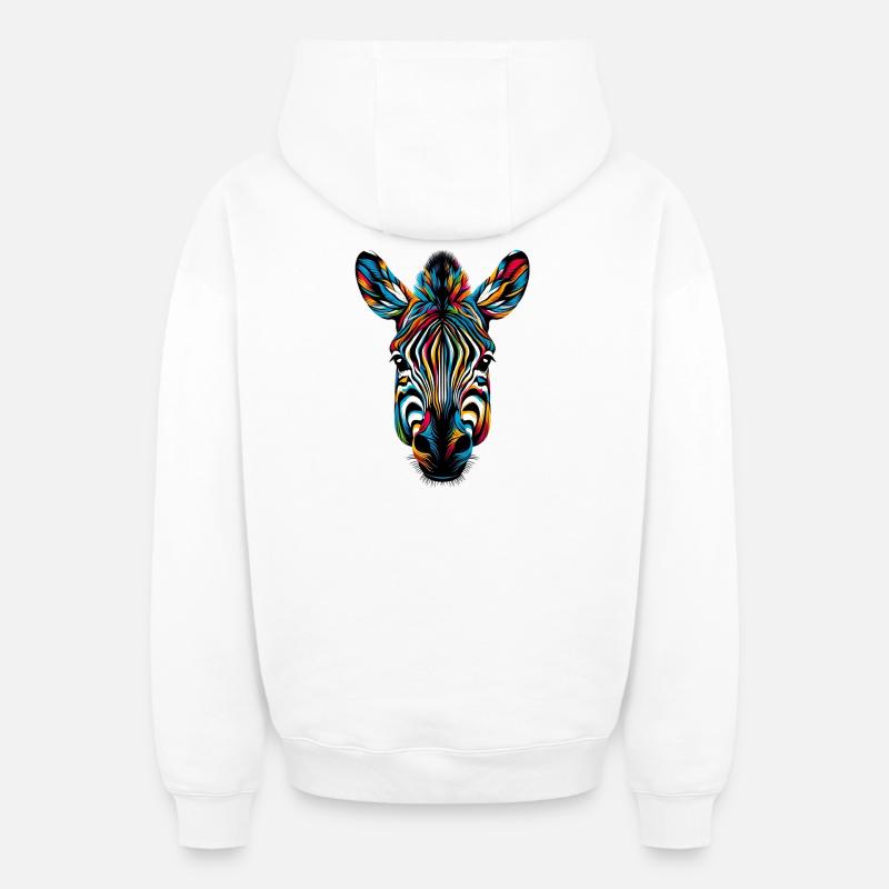 Zèbre - Sweat à capuche unisexe zippé oversize épais SPREAD - blanc