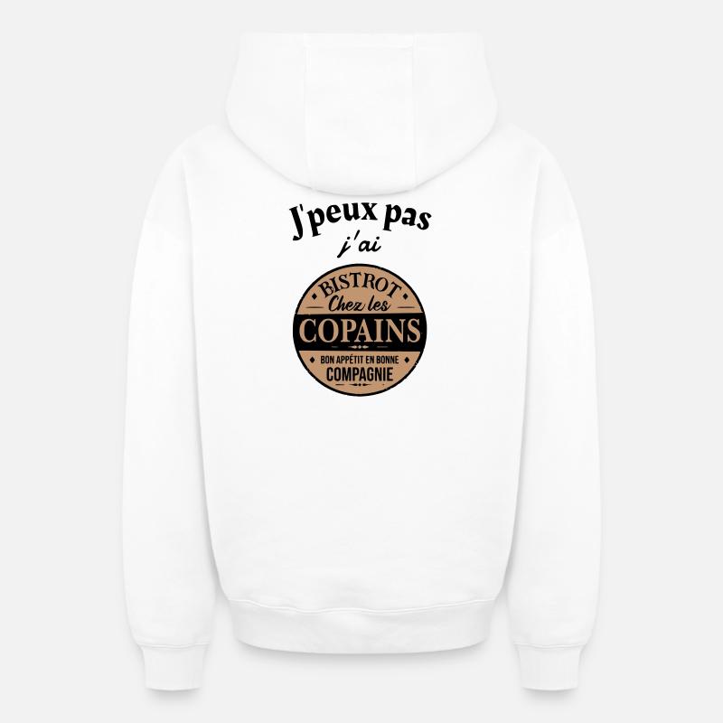 J'peux pas j'ai bistrot - Sweat à capuche unisexe zippé oversize épais SPREAD - blanc