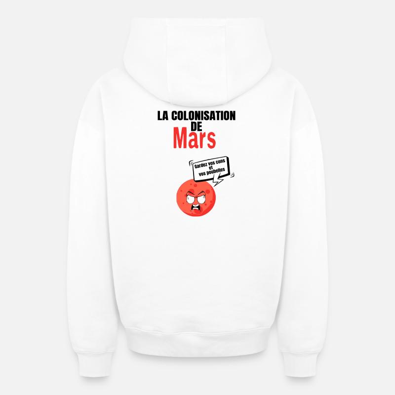 La colonisation de mars - Sweat à capuche unisexe zippé oversize épais SPREAD - blanc