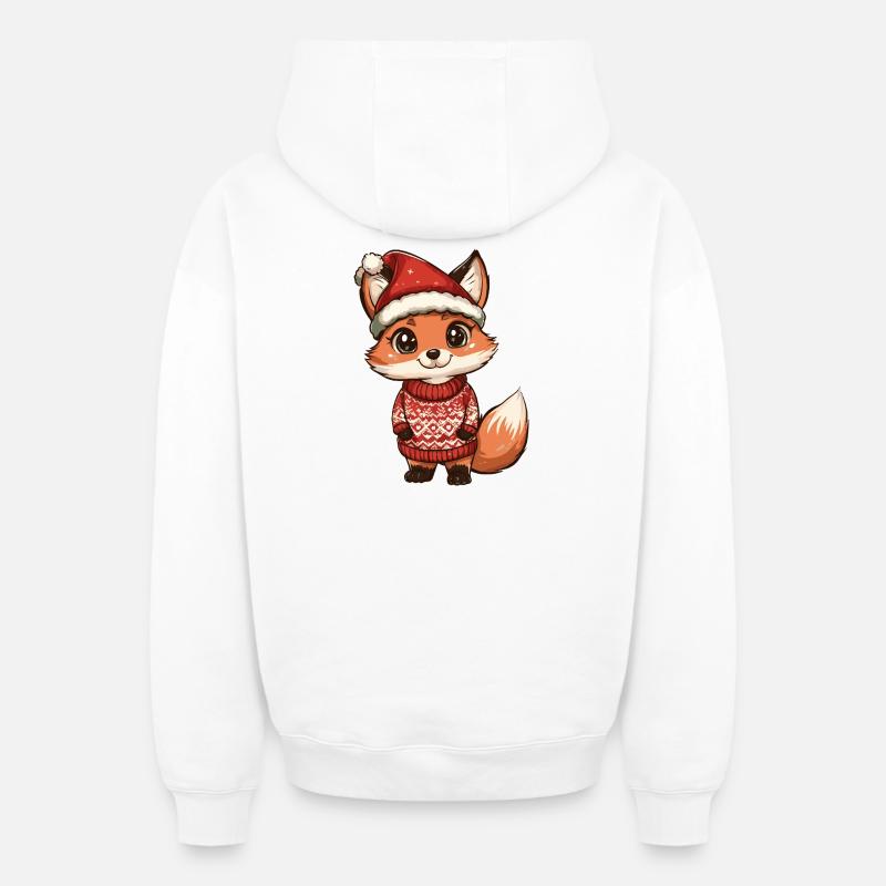 Noël du renard - Sweat à capuche unisexe zippé oversize épais SPREAD - blanc