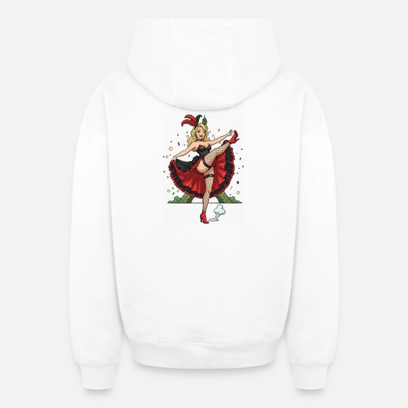 Pinup de Paris Cancan - Sweat à capuche unisexe zippé oversize épais SPREAD - blanc