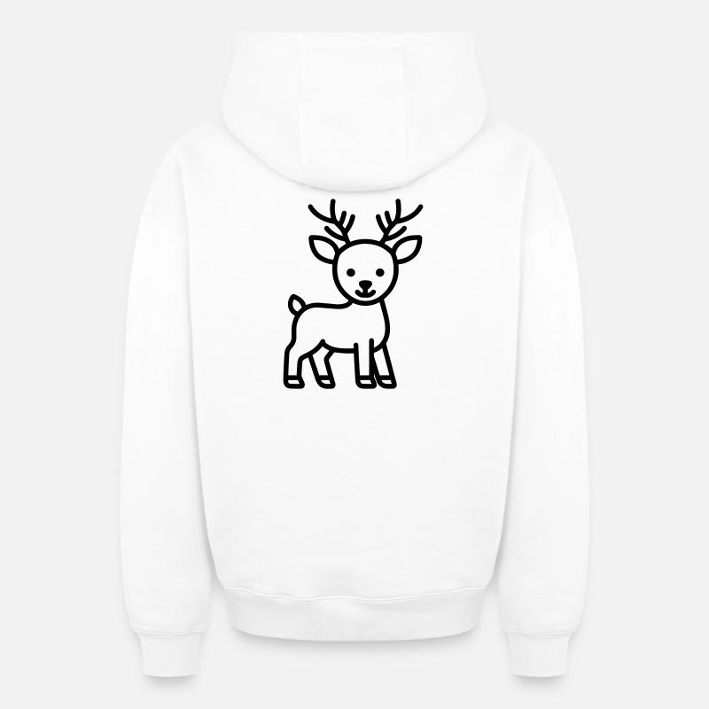 cerf - Sweat à capuche unisexe zippé oversize épais SPREAD - blanc