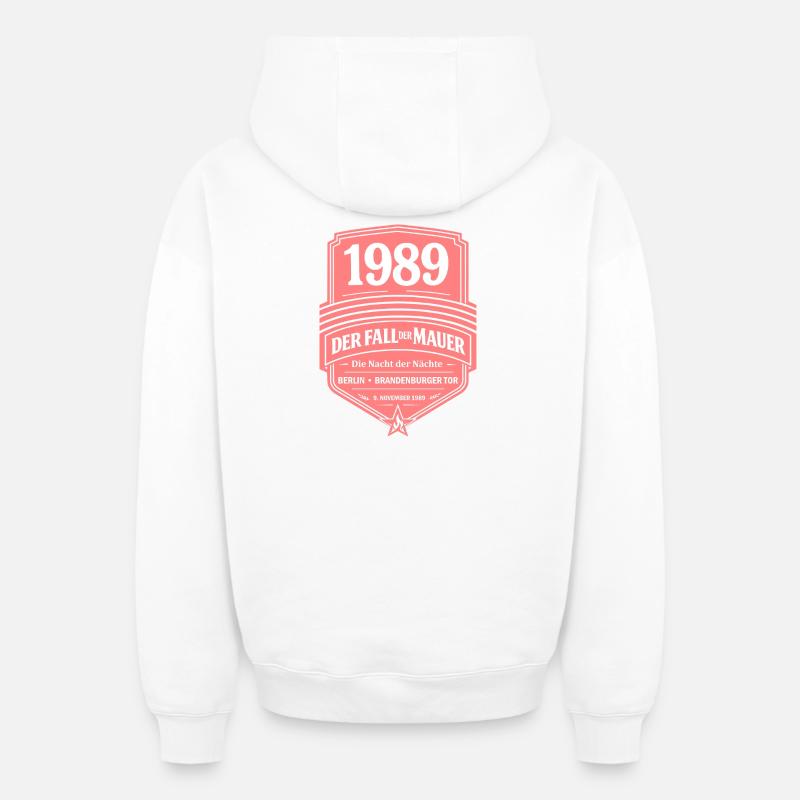 1989 – Der Fall der Mauer - Oversized Heavyweight Unisex Zip Hoodie - Weiß