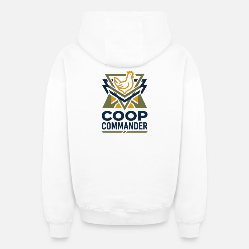 Poulet Checker - Sweat à capuche unisexe zippé oversize épais SPREAD - blanc