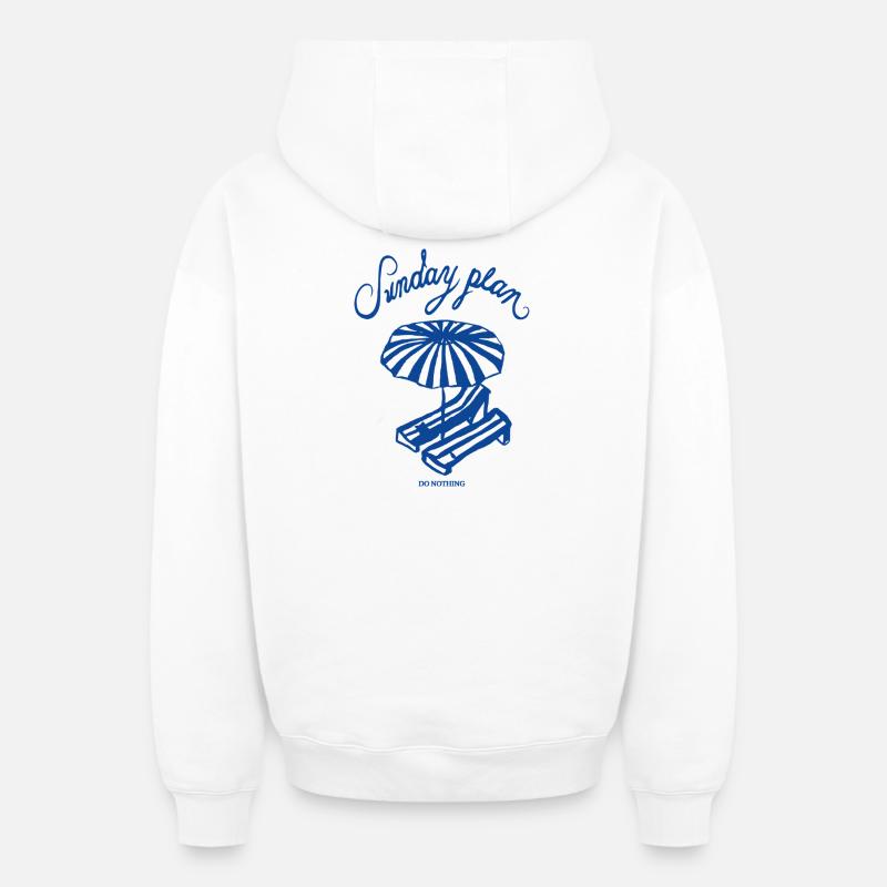 Plage de repos du dimanche - Sweat à capuche unisexe zippé oversize épais SPREAD - blanc